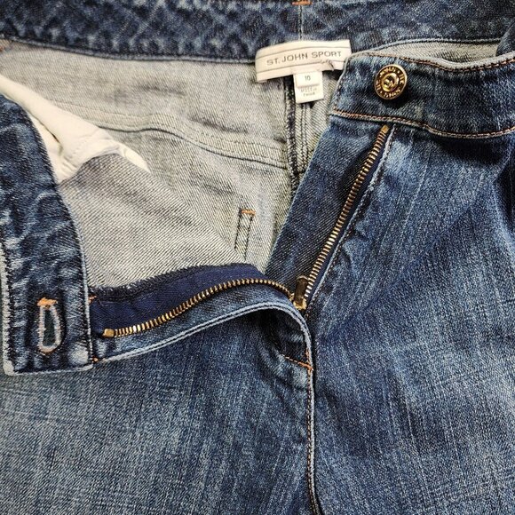 St. John Sport Womens Denim Jeans Size 10 Medium Wash Straight Leg Classic Fit - Picture 4 of 11